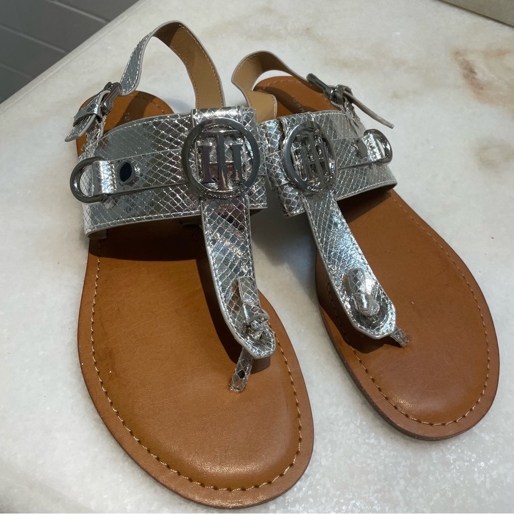 Tommy Hilfiger Silver Metallic Sandals for Women